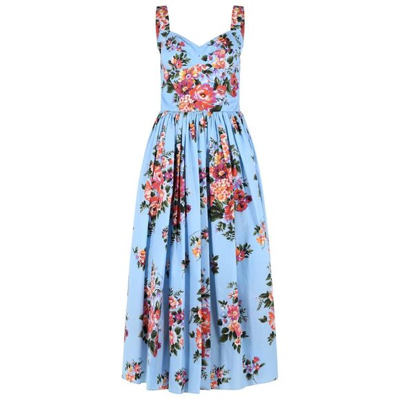 DOLCE & GABBANA Dresses & Skirts - Dolce & Gabbana Floral Dress In Light Blue Cotton Women